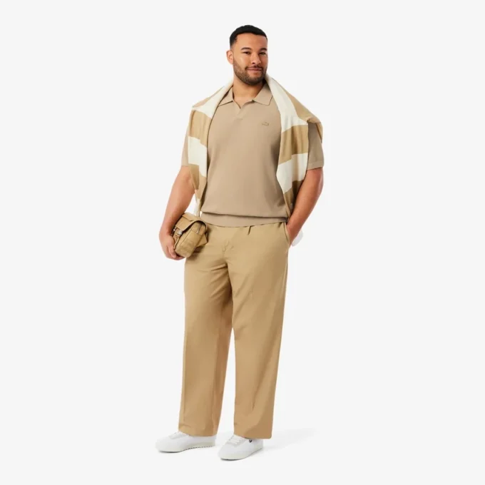 Herren-Pullover aus Baumwoll-Blend mit offenem Polokragen