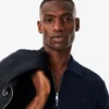 Herren-Pullover aus Baumwoll-Woll-Blend mit halbem Reißverschluss und Polokragen