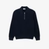 Herren-Pullover aus Baumwoll-Woll-Blend mit halbem Reißverschluss und Polokragen