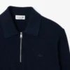 Herren-Pullover aus Baumwoll-Woll-Blend mit halbem Reißverschluss und Polokragen