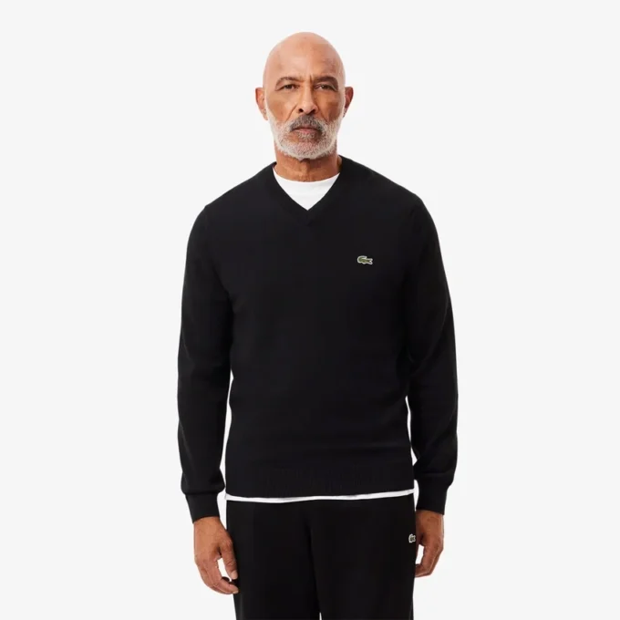Herren-Pullover aus Baumwolle mit V-Ausschnitt