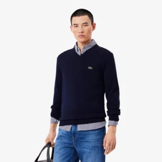 Herren-Pullover aus Baumwolle mit V-Ausschnitt