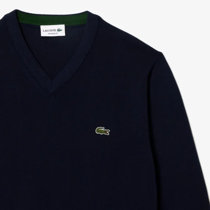 Herren-Pullover aus Baumwolle mit V-Ausschnitt