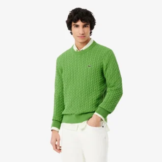 Herren-Pullover aus Baumwolle mit Zopfmuster