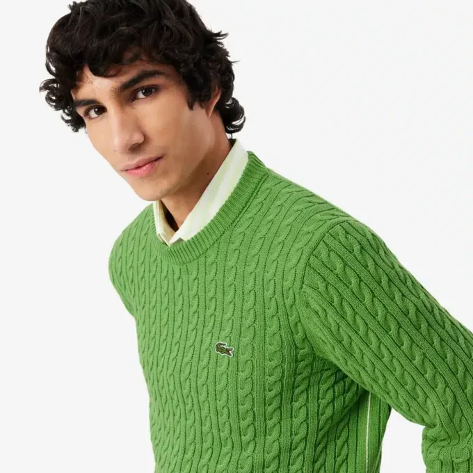 Herren-Pullover aus Baumwolle mit Zopfmuster