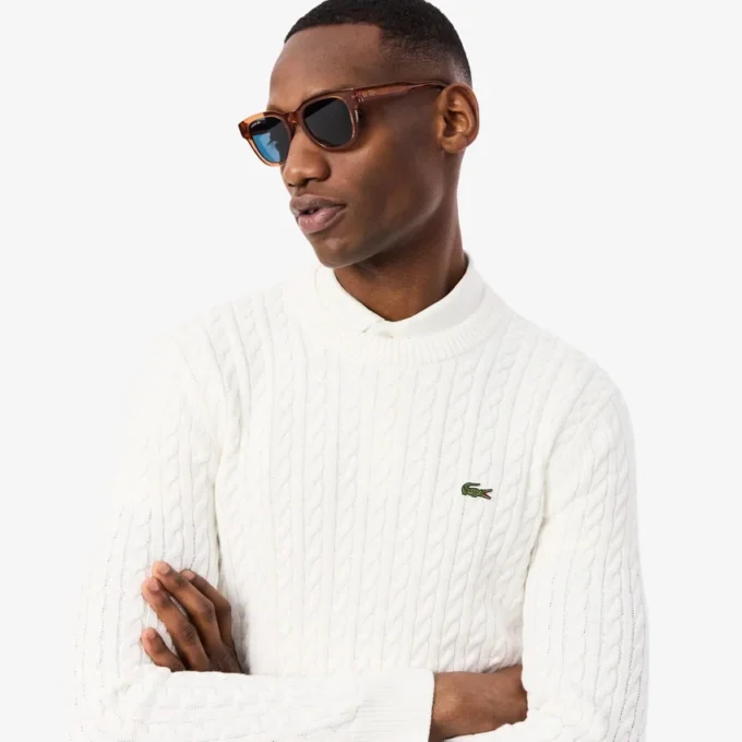 Herren-Pullover aus Baumwolle mit Zopfmuster
