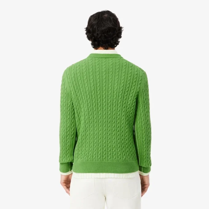 Herren-Pullover aus Baumwolle mit Zopfmuster