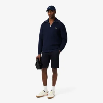 Herren-Pullover aus schwerer Wolle mit halbem Reißverschluss