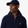 Herren-Pullover aus schwerer Wolle mit halbem Reißverschluss