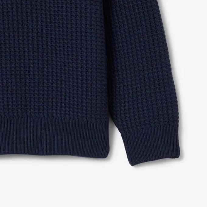 Herren-Pullover aus schwerer Wolle mit halbem Reißverschluss