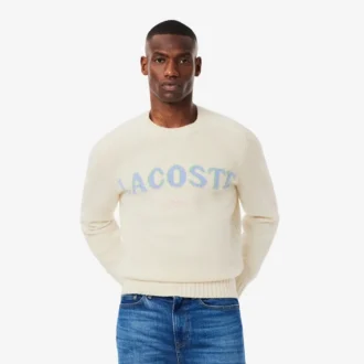 Herren-Pullover aus Wolle mit Intarsien-Logo
