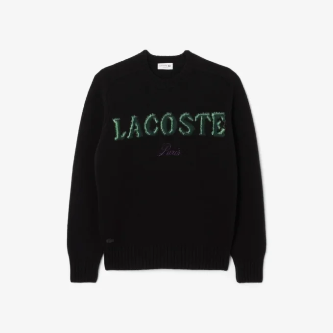 Herren-Pullover aus Wolle mit Intarsien-Logo