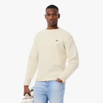 Herren-Pullover aus Wolle mit Patchwork-Effekt in lockerer Passform