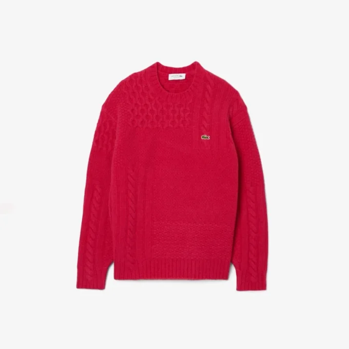 Herren-Pullover aus Wolle mit Patchwork-Effekt in lockerer Passform