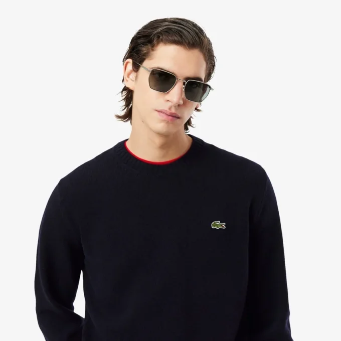 Herren-Pullover aus Wolle mit Rundhalsausschnitt