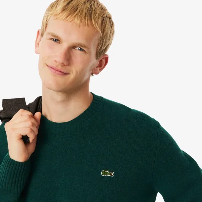 Herren-Pullover aus Wolle mit Rundhalsausschnitt