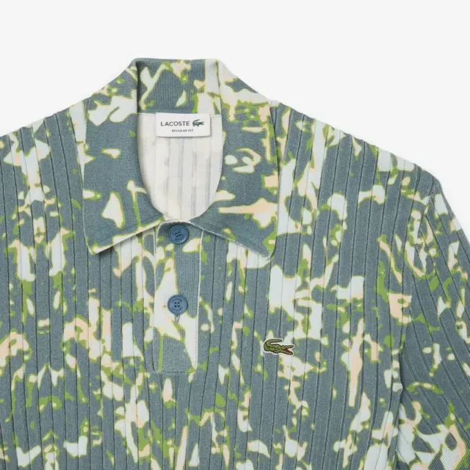 Herren-Pullover mit Kurzarm, Grafikprint und Polokragen