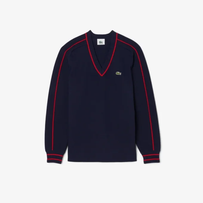 Herren-Pullover mit V-Ausschnitt und Streifenmuster aus der Archive Edition