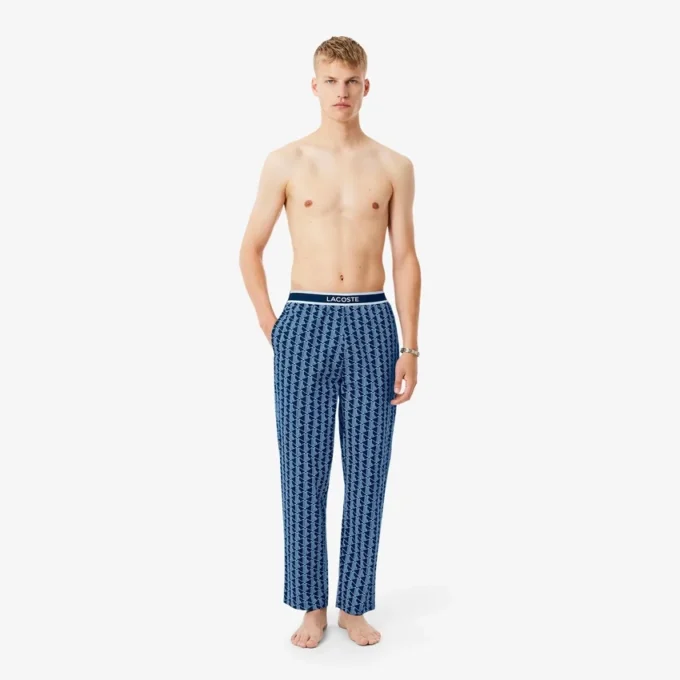 Herren-Pyjama-Hose aus Popeline mit Monogramm