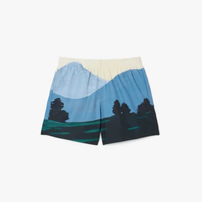 Herren-Retroshorts mit Landschaftsmuster