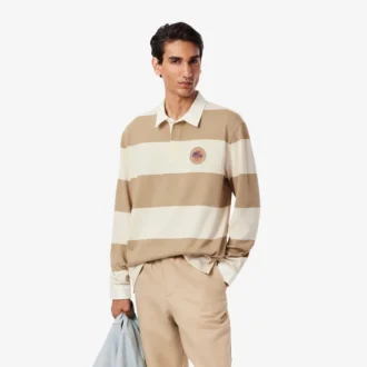 Herren-Rugby-Poloshirt in Relaxed Fit mit Streifen