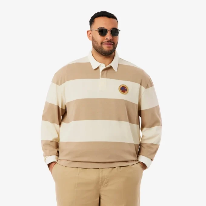 Herren-Rugby-Poloshirt in Relaxed Fit mit Streifen