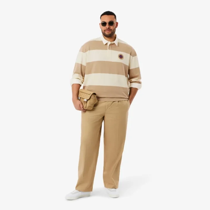 Herren-Rugby-Poloshirt in Relaxed Fit mit Streifen