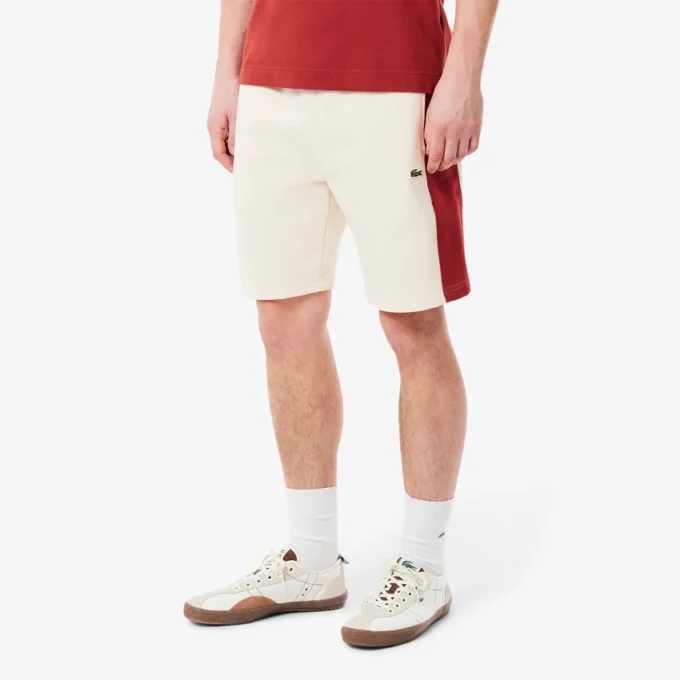 Herren-Shorts aus Baumwollfleece mit Farbblock-Design