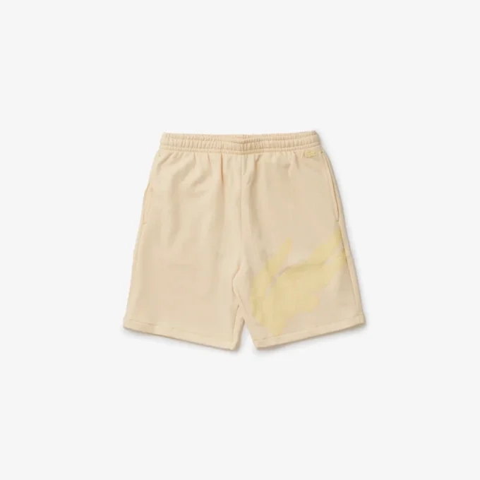 Herren-Shorts aus Bio-Baumwollfleece mit übergroßem Krokodil-Print
