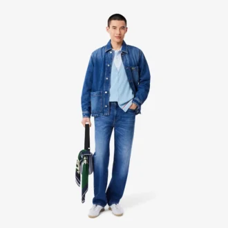 Herren-Strickjacke aus Baumwolle mit lockerer Passform und Streifen-Detail