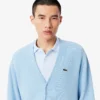 Herren-Strickjacke aus Baumwolle mit lockerer Passform und Streifen-Detail