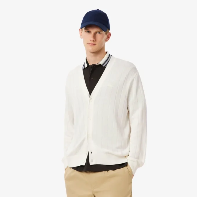 Herren-Strickjacke aus fließendem Rippstrick