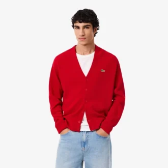 Herren-Strickjacke aus Wolle in Relaxed Fit