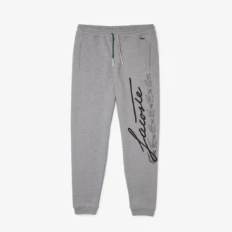 Herren-Sweathose aus Baumwollfleece mit Signature- und Krokodil-Print