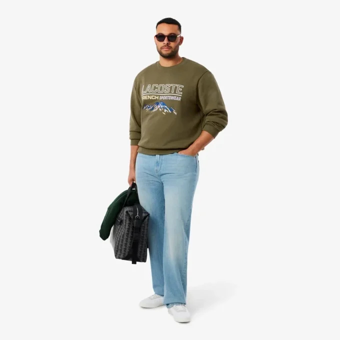 Herren-Sweatshirt aus Fleece mit gesticktem Motiv