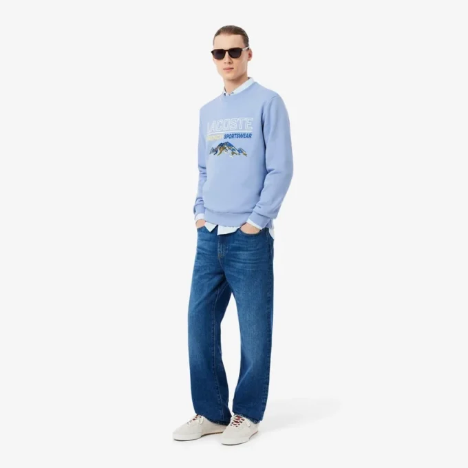 Herren-Sweatshirt aus Fleece mit gesticktem Motiv