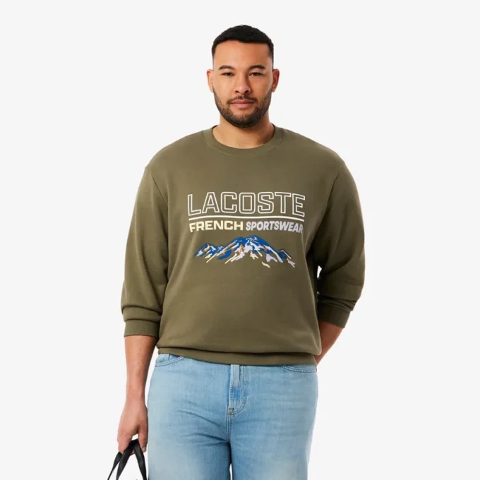 Herren-Sweatshirt aus Fleece mit gesticktem Motiv