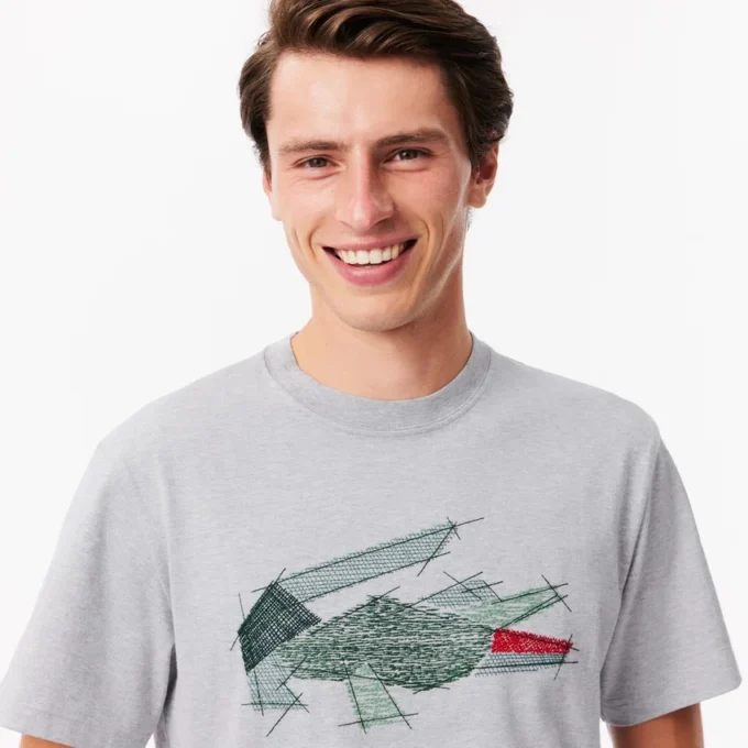 Herren-T-Shirt aus schwerer Baumwolle mit Krokodil-Print