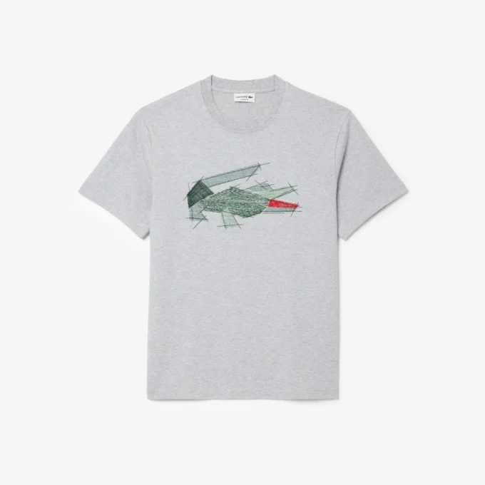 Herren-T-Shirt aus schwerer Baumwolle mit Krokodil-Print