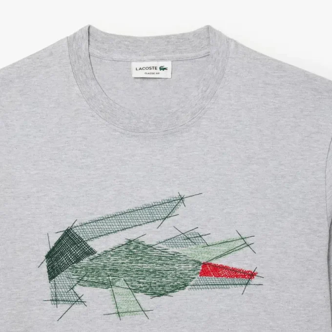 Herren-T-Shirt aus schwerer Baumwolle mit Krokodil-Print