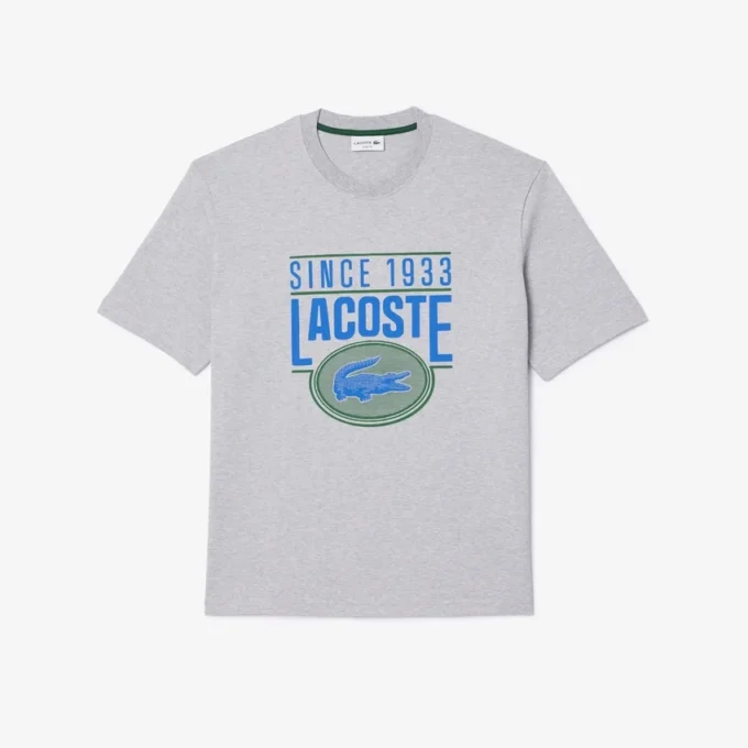 Herren-T-Shirt aus schwerer Baumwolle mit Print, lockere Passform