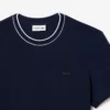 Herren-T-Shirt aus Stretch-Piqué mit gestreiftem Kragen