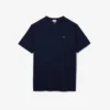 Herren-T-Shirt mit geripptem V-Ausschnitt in langer Passform