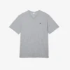 Herren-T-Shirt mit geripptem V-Ausschnitt in langer Passform
