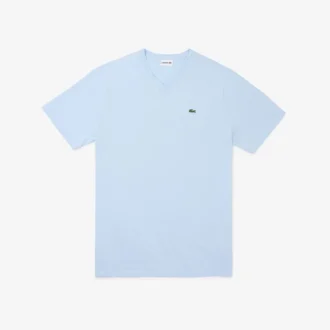 Herren-T-Shirt mit geripptem V-Ausschnitt in langer Passform