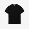 Herren-T-Shirt mit geripptem V-Ausschnitt in langer Passform