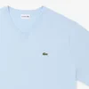 Herren-T-Shirt mit geripptem V-Ausschnitt in langer Passform