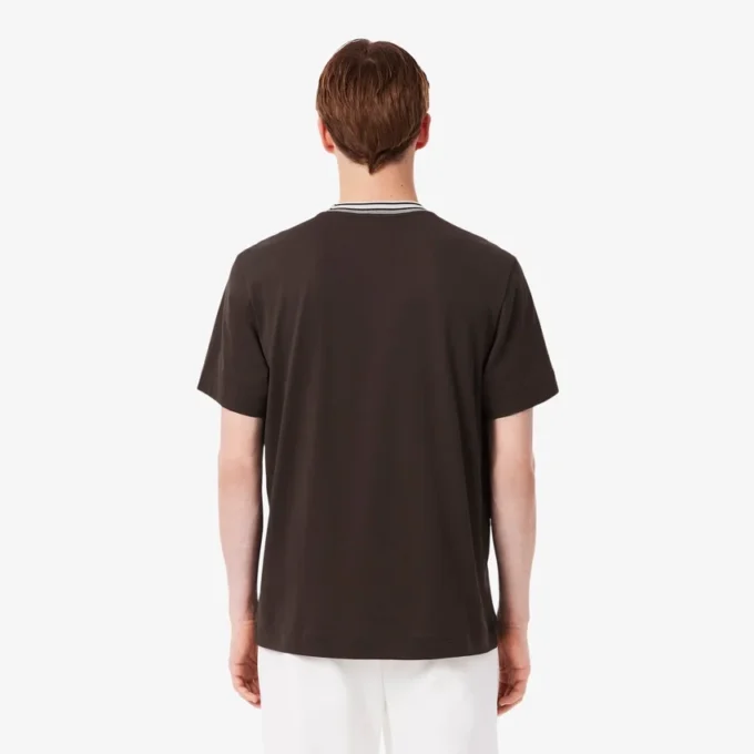 Herren-T-Shirt mit Streifen am Kragen, hergestellt in Frankreich