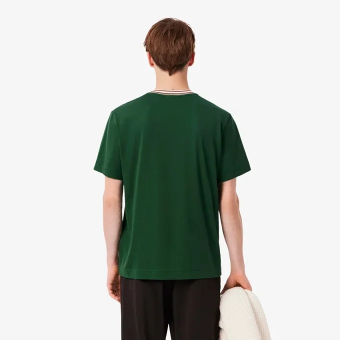 Herren-T-Shirt mit Streifen am Kragen, hergestellt in Frankreich
