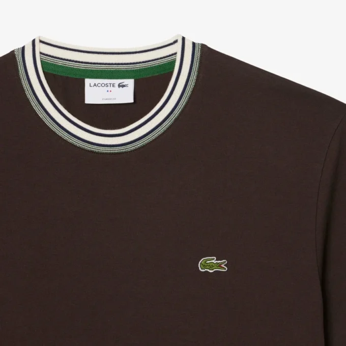 Herren-T-Shirt mit Streifen am Kragen, hergestellt in Frankreich